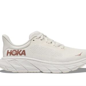 Hoka Cream and Red Running Shoes